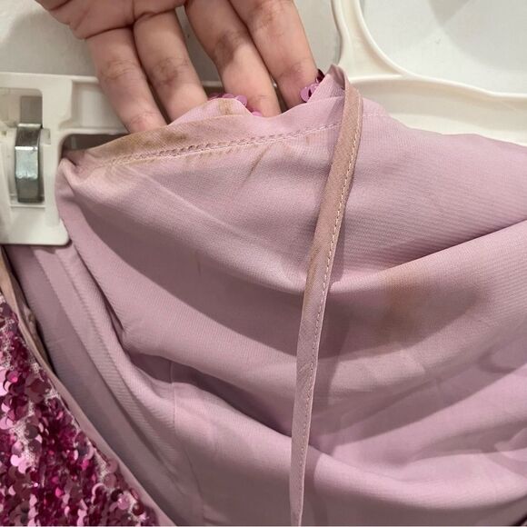 Lovers and Friends Maxi Dress Pink Sequin Lilium Gown Rosette Floral size XS - Picture 8 of 12